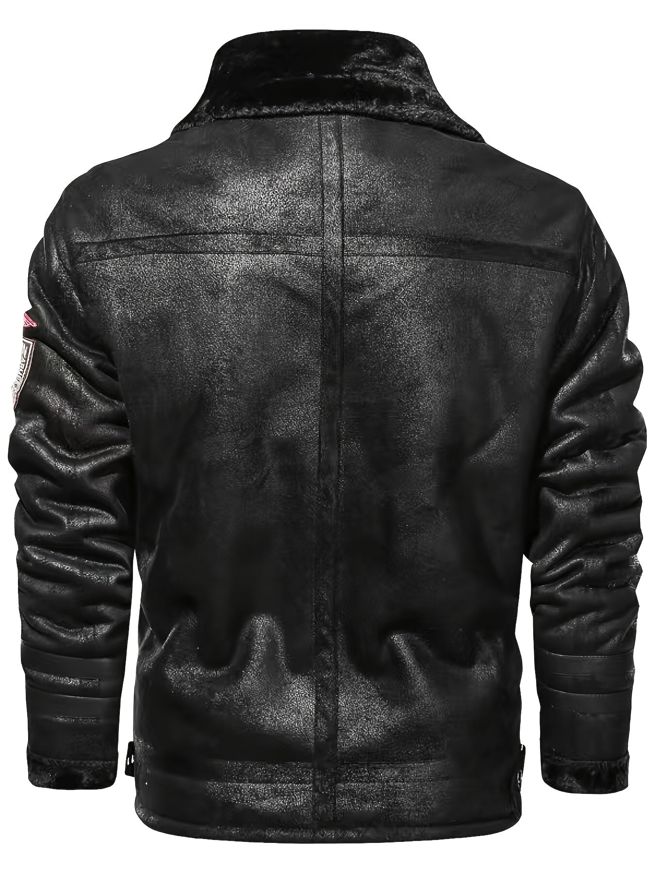 Herren Jacke mit Kunstfellkragen und Reißverschluss – Pilotenstil, Braun/Schwarz