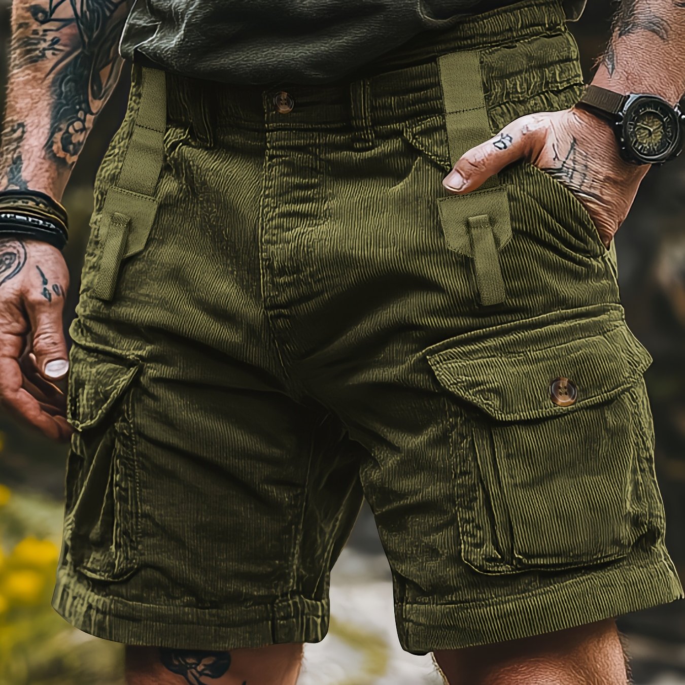 Herren Cargo Shorts Freizeit Outdoor mit Taschen – Robuster Utility-Look