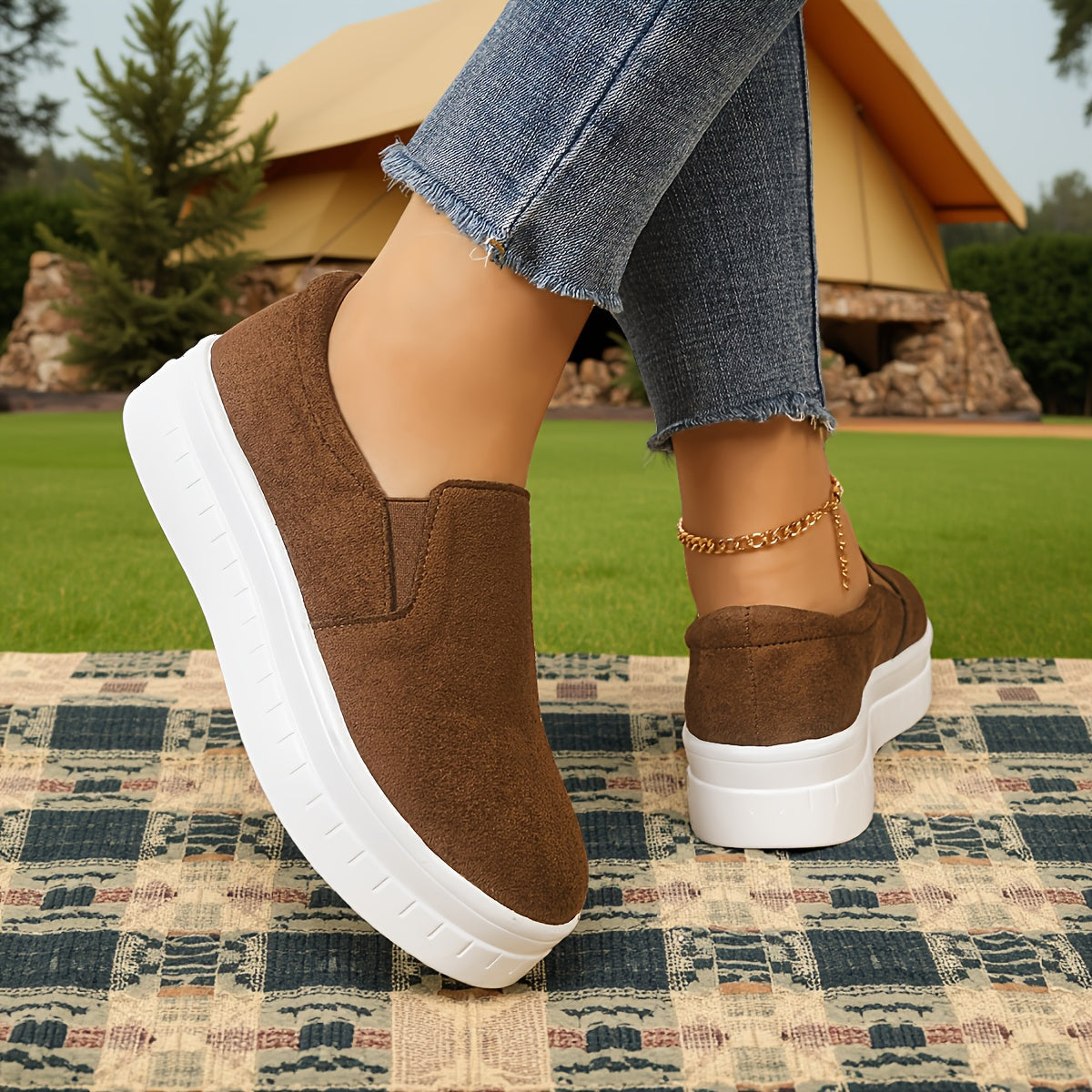 Damen Slip-On Plateau-Sneaker für Alltag und Freizeit – Bequeme Penny Loafer
