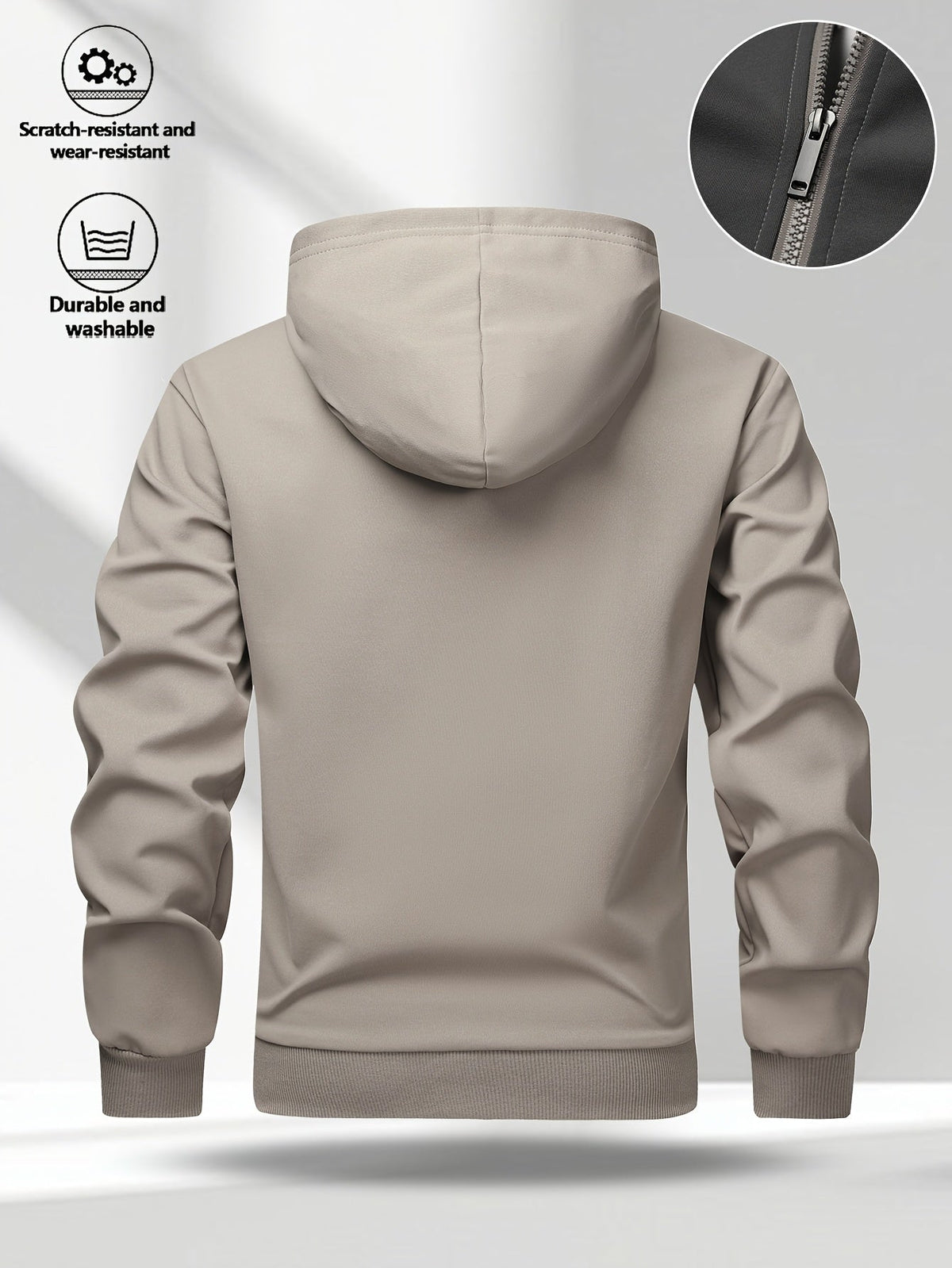 Herren Kapuzenjacke mit Reißverschluss, Farbblock-Design, Taschen, Weiches Material