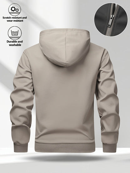 Herren Kapuzenjacke mit Reißverschluss, Farbblock-Design, Taschen, Weiches Material