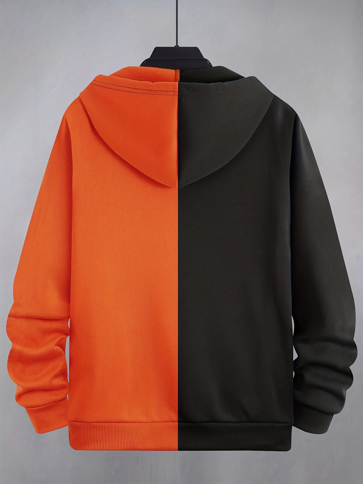Hoodie mit Reißverschluss, zweifarbig, Kapuze, Kängurutaschen, Motiv