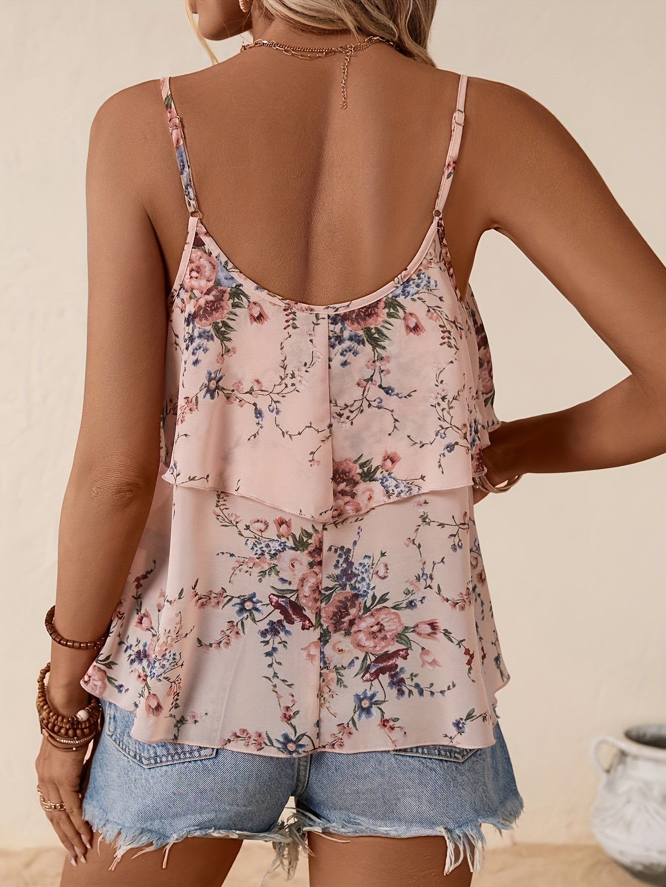 Damen Rüschen-Top mit Blumenmuster – Verspieltes Sommer Crop Top für Freizeit und Urlaub