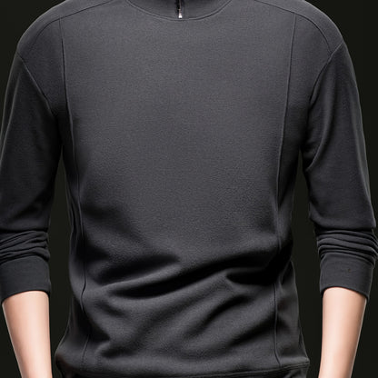 Herren Halb-Reißverschluss Sweatshirt Stehkragen Langarm Weiß