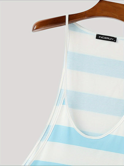 Herren Stringer Tanktop mit Streifen – Sportliches Fitness- und Freizeitshirt