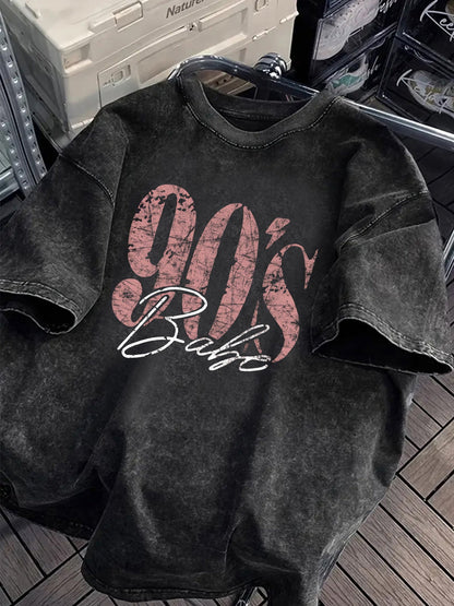 Damen Vintage Oversize T-Shirt mit 90's Babe Retro Print – Streetwear Style