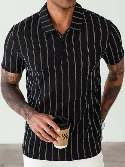Herren Polohemd mit Nadelstreifen – Modernes Kurzarm Shirt für Business und Freizeit