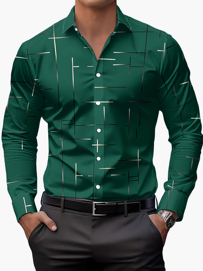 Herren Modernes Business-Freizeithemd mit Geometrischem Print, Stilvoll für Büro und Alltag