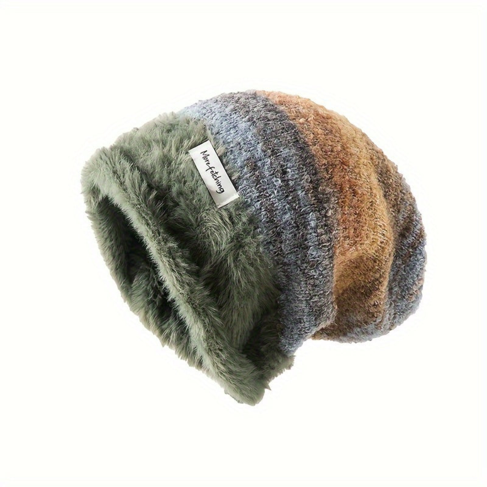 Unisex Winter Beanie Strickmütze mit weichem Futter & Farbverlauf