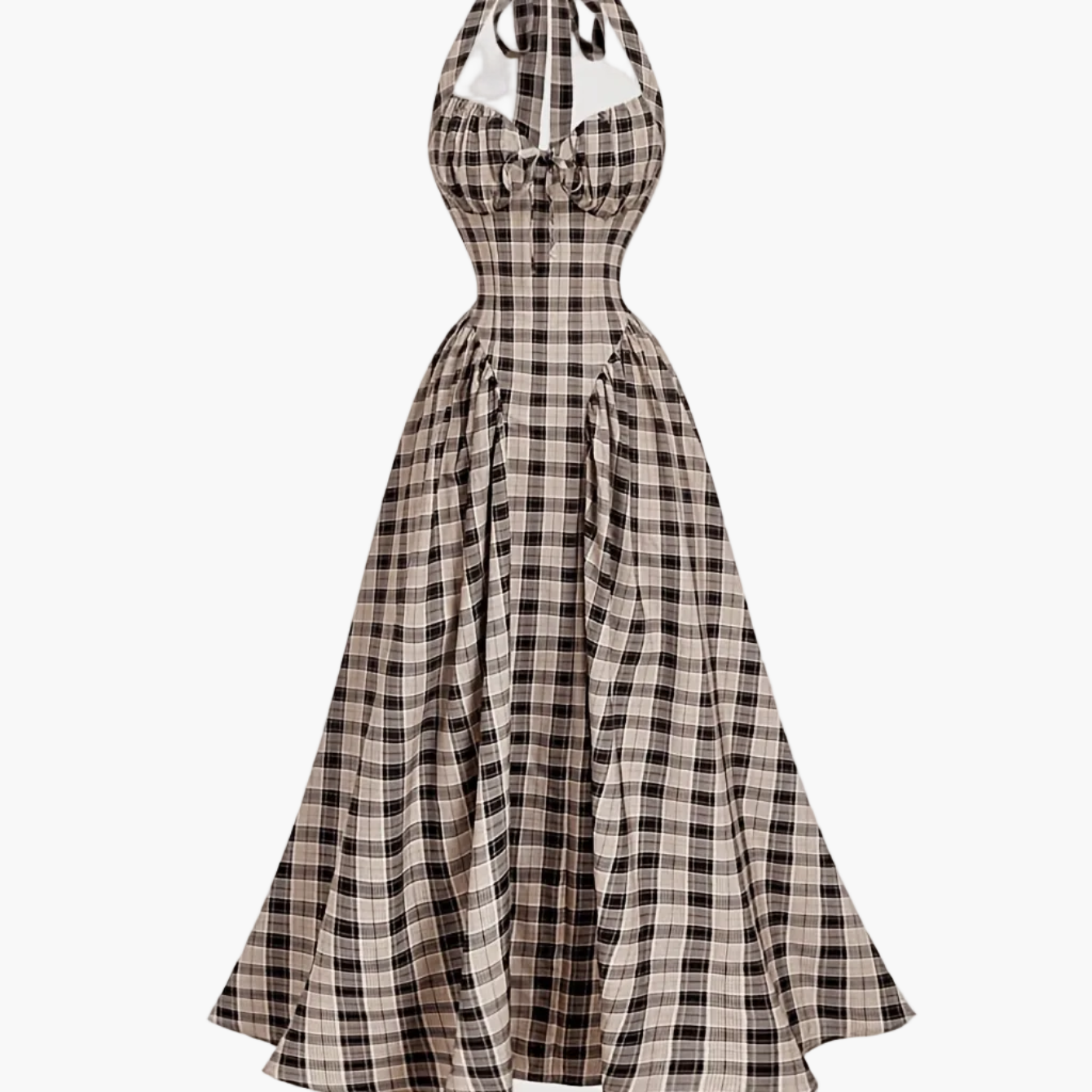 Damen Vintage Cocktailkleid mit Halterneck und Faltenrock – Eleganter Retro-Stil für besondere Anlässe