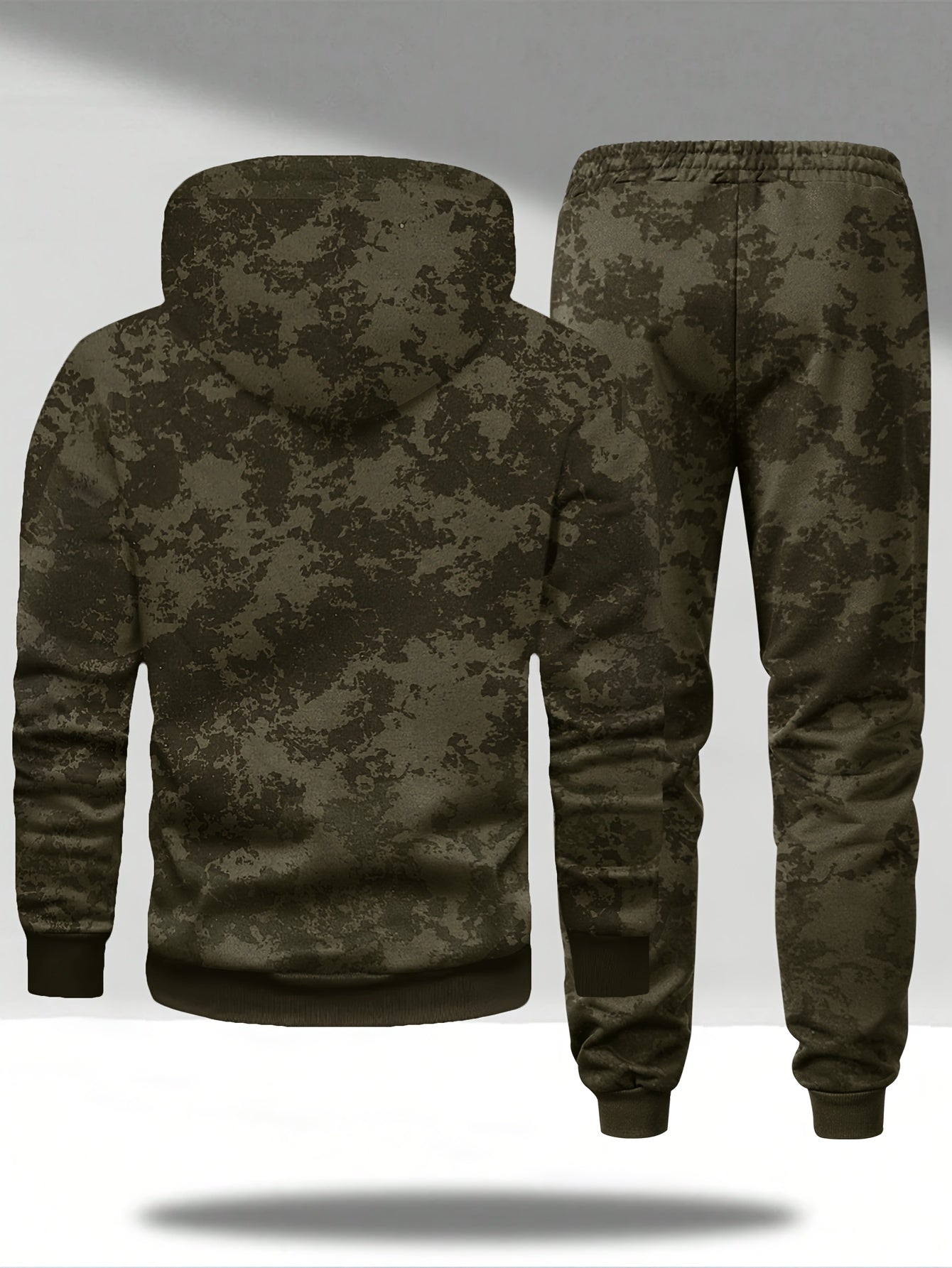 Herren Hoodie & Jogginghose Set Tarnmuster, Sportanzug mit Kapuze und Kordelzug, Trainingsanzug