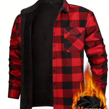 Herren Thermohemd-Jacke 2-in-1 mit Windschutz und Warmfutter – Kariertes Outdoor-Freizeithemd
