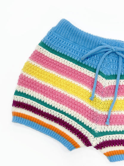 Damen Häkel-Strick Zweiteiler Set – Trendiges Y2K Outfit mit Haltertop und Shorts, Ideal für Sommer & Freizeit