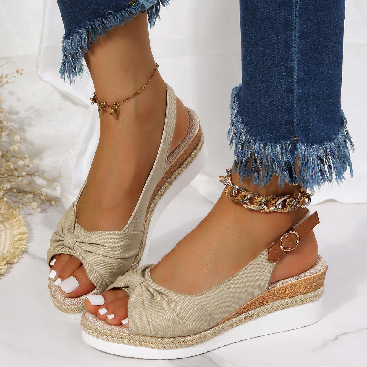 Joan – Sandalen mit Hanfseil und Schleife