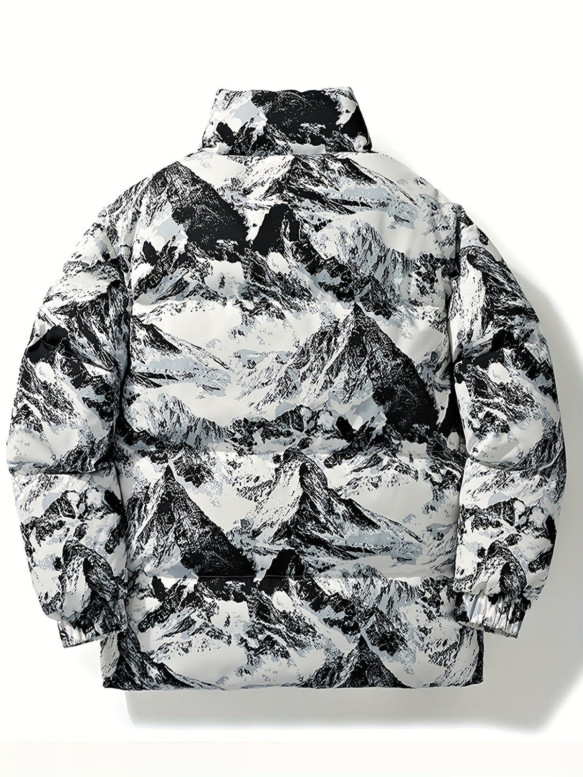 Unisex Steppjacke mit Bergmuster Stehkragen