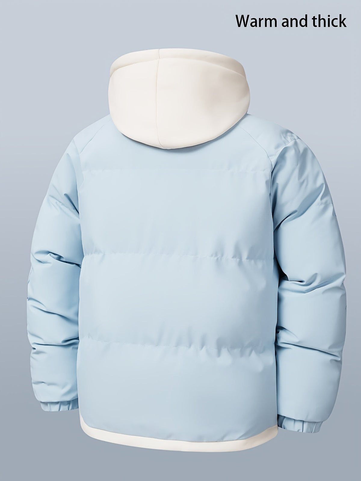 Winter Steppjacke mit Kapuze für Herren, gefüttert, Kontraststreifen