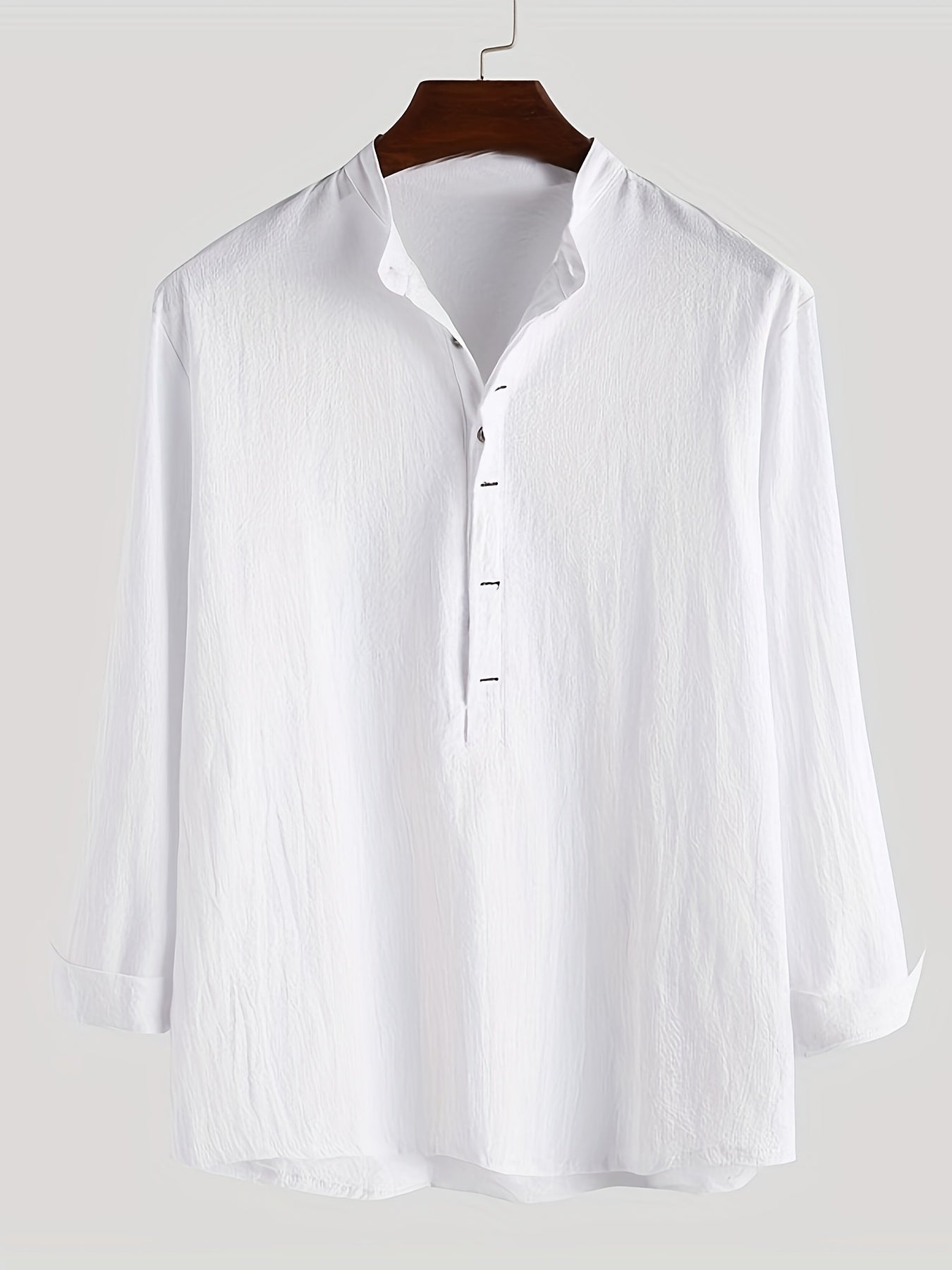 Herren Henley Langarmshirt mit Stehkragen und Knopfleiste – Modernes Freizeitoberteil für Alltag und Urlaub