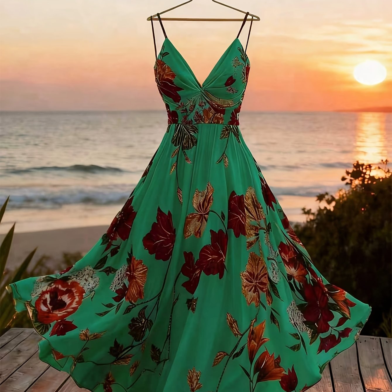 Damen Maxikleid mit romantischem Blumendruck und Eleganz für besondere Anlässe
