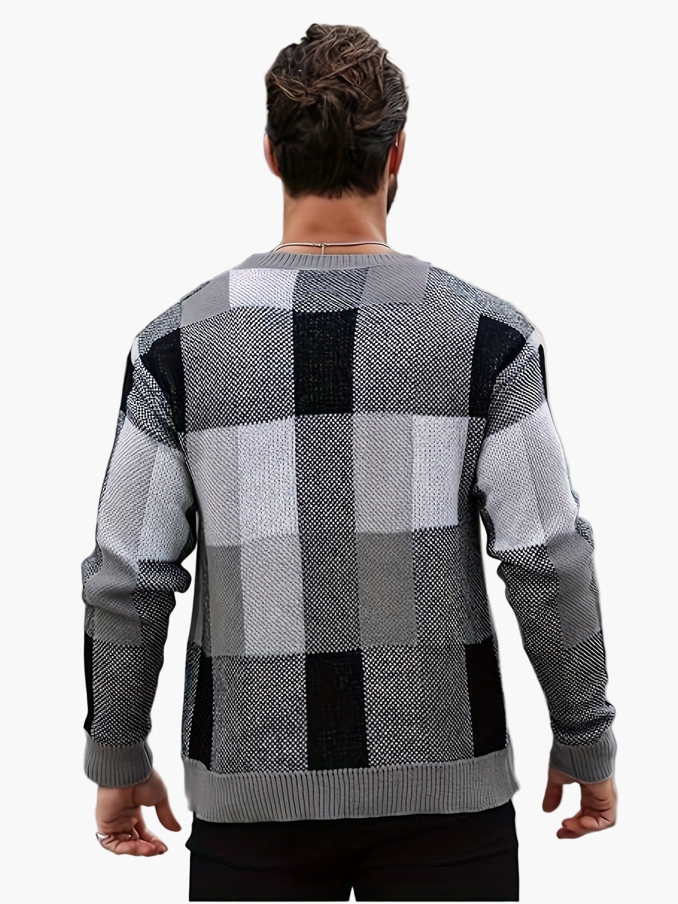 Herren Pullover mit Karomuster – Lässiger Strickpullover für Herbst und Winter