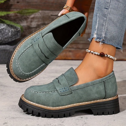 Damen Loafer im klassischen Stil mit Profilsohle – Bequeme Alltags-Slipper für Freizeit und Büro