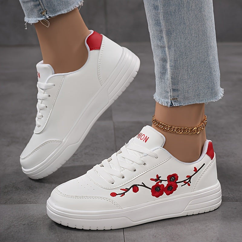 Damen Sneaker mit Blumenstickerei und modischem Design – Alltag & Freizeit