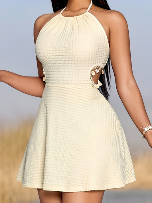Damen Minikleid mit Halterneck und Cut-Outs – Eleganter Boho-Style für Freizeit und Urlaub