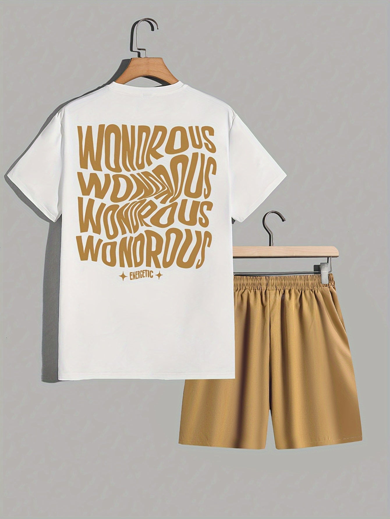 Herren Streetwear Set mit Grafik-T-Shirt und Shorts – Moderner Look, Energetische Typografie, Perfekt für Alltag & Freizeit