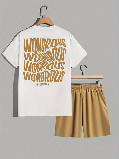 Herren Streetwear Set mit Grafik-T-Shirt und Shorts – Moderner Look, Energetische Typografie, Perfekt für Alltag & Freizeit