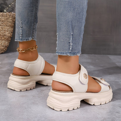 Damen Plateau-Sandalen mit Klettverschluss – Elegante Sommerschuhe für Alltag und Freizeit