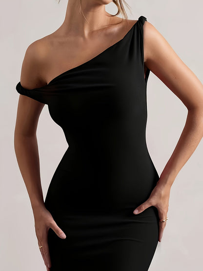 Damen Abendkleid Elegant One-Shoulder Maxikleid Figurbetont für besondere Anlässe