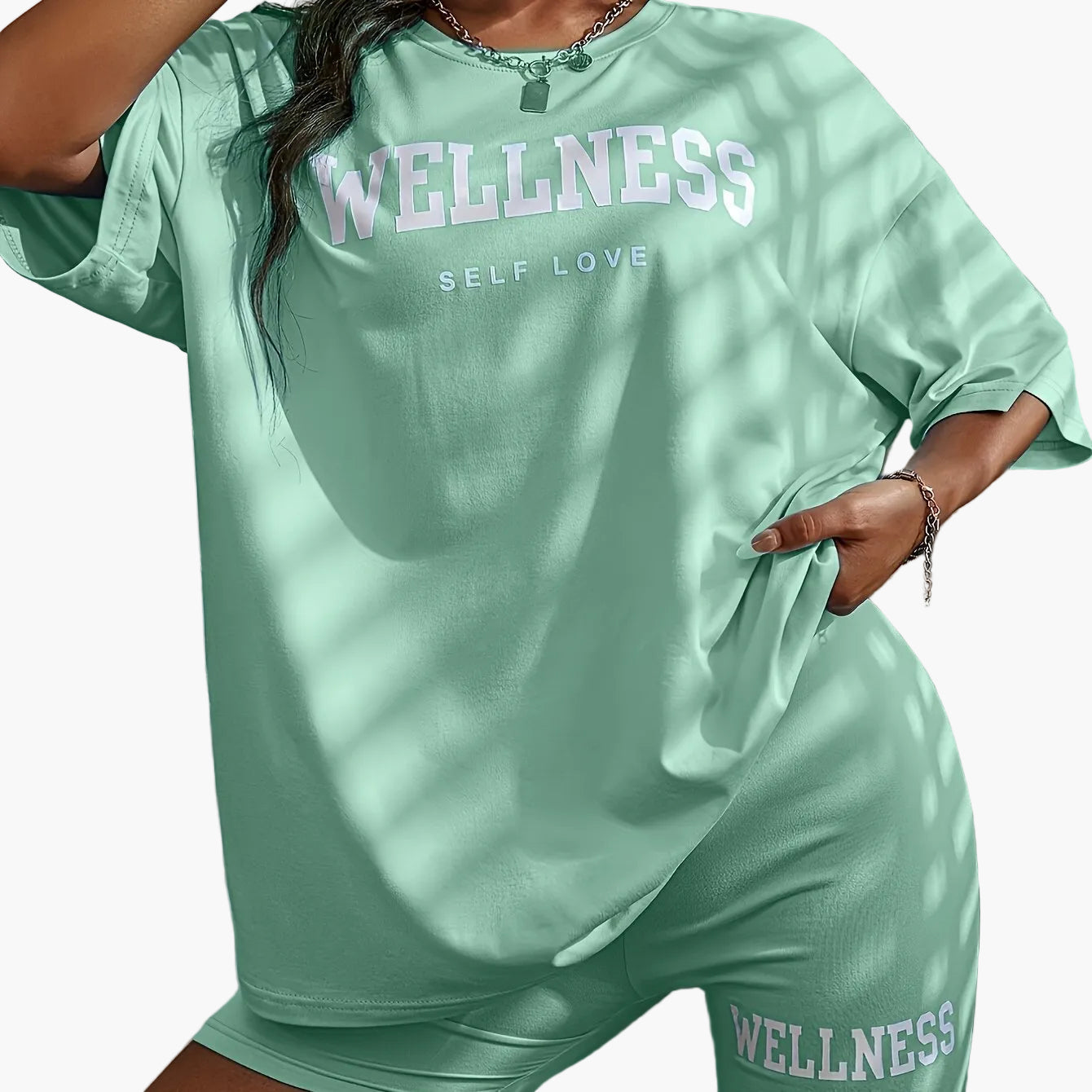 Damen Wellness Lounge Set Oversize T-Shirt & Radlerhose – Bequeme Freizeitmode mit Schriftzug