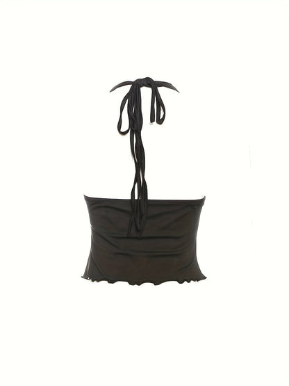Damen Cut-Out Halter Top mit Ring-Detail – Trendiges Party- und Ausgehoberteil