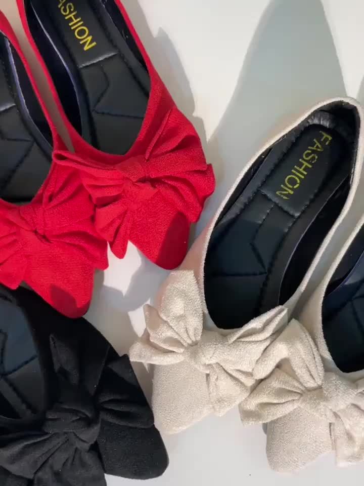 Damen Ballerinas mit Spitze und großer Schleife – Elegante Flats für Alltag und Büro