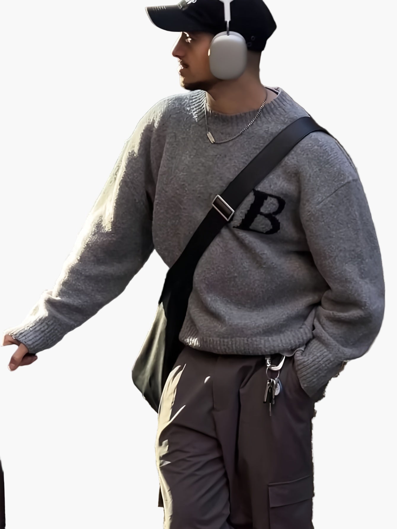 Herren Streetwear Strickpullover mit Buchstaben-Design und lockerer Passform – Perfekt für Herbst und Winter