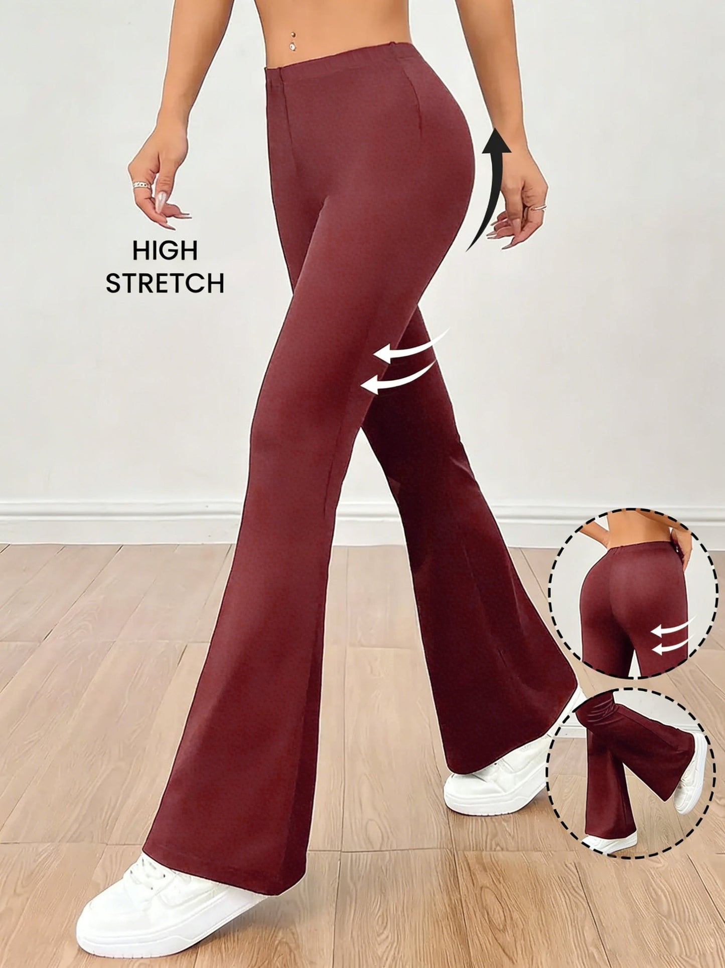 Damen High Stretch Schlaghose – Figurformende Flared Pants für Alltag und Freizeit