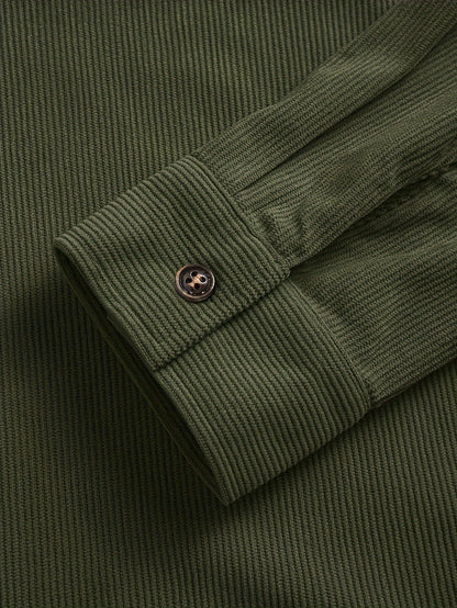 Herren Cordhemd Overshirt mit zwei Brusttaschen Langarm Freizeithemd
