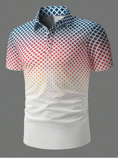 Herren Polohemd mit modernem Gittermuster – Stilvolles Freizeitshirt für Alltag und Sport