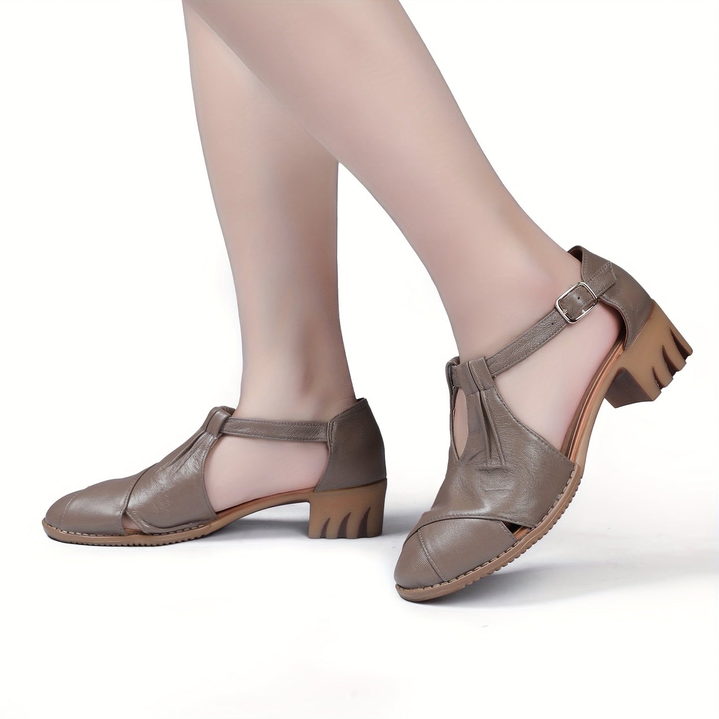 Damen Komfort-Sandalen mit Keilabsatz und T-Riemen für Alltag und Büro