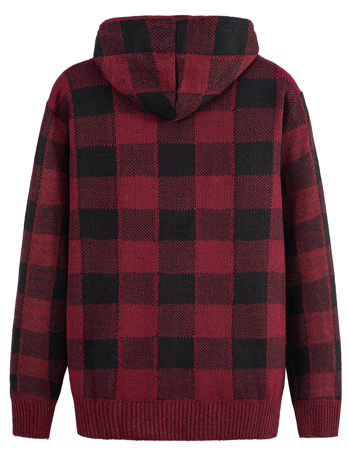 Herren Hoodie mit Reißverschluss, kariert, gefüttert, warm, Braun Schwarz