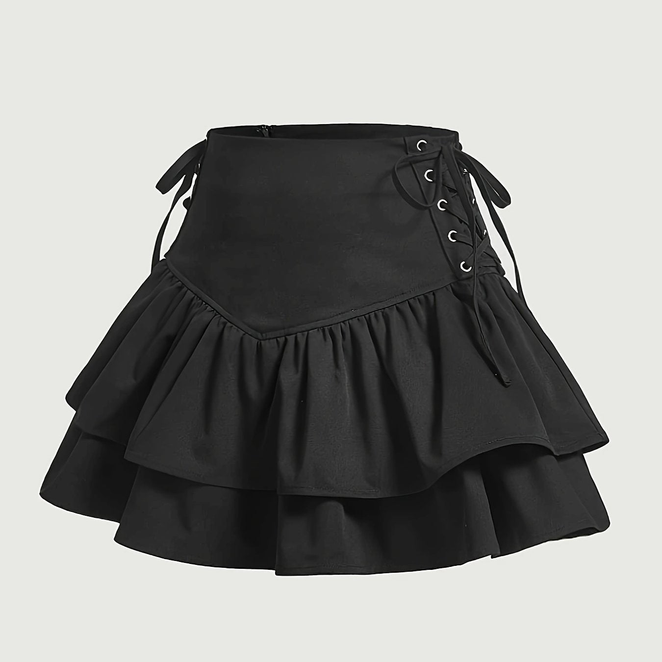 Damen Volant-Rock im Gothic- und Lolita-Stil mit Schnürung – Perfekt für Partys und Cosplay