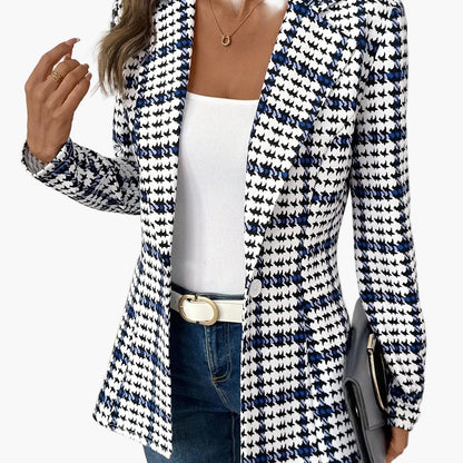 Damen Eleganter Business Blazer im Karo-Design für Büro und Alltag
