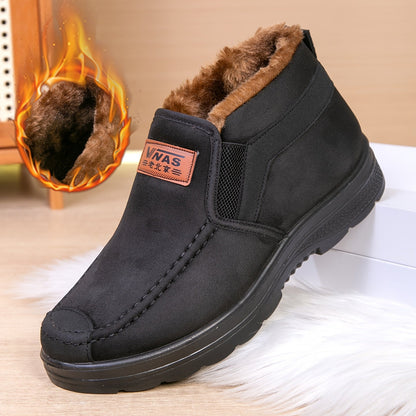Herren Slip-on Stiefel gefüttert Schwarz Winter Schuhe