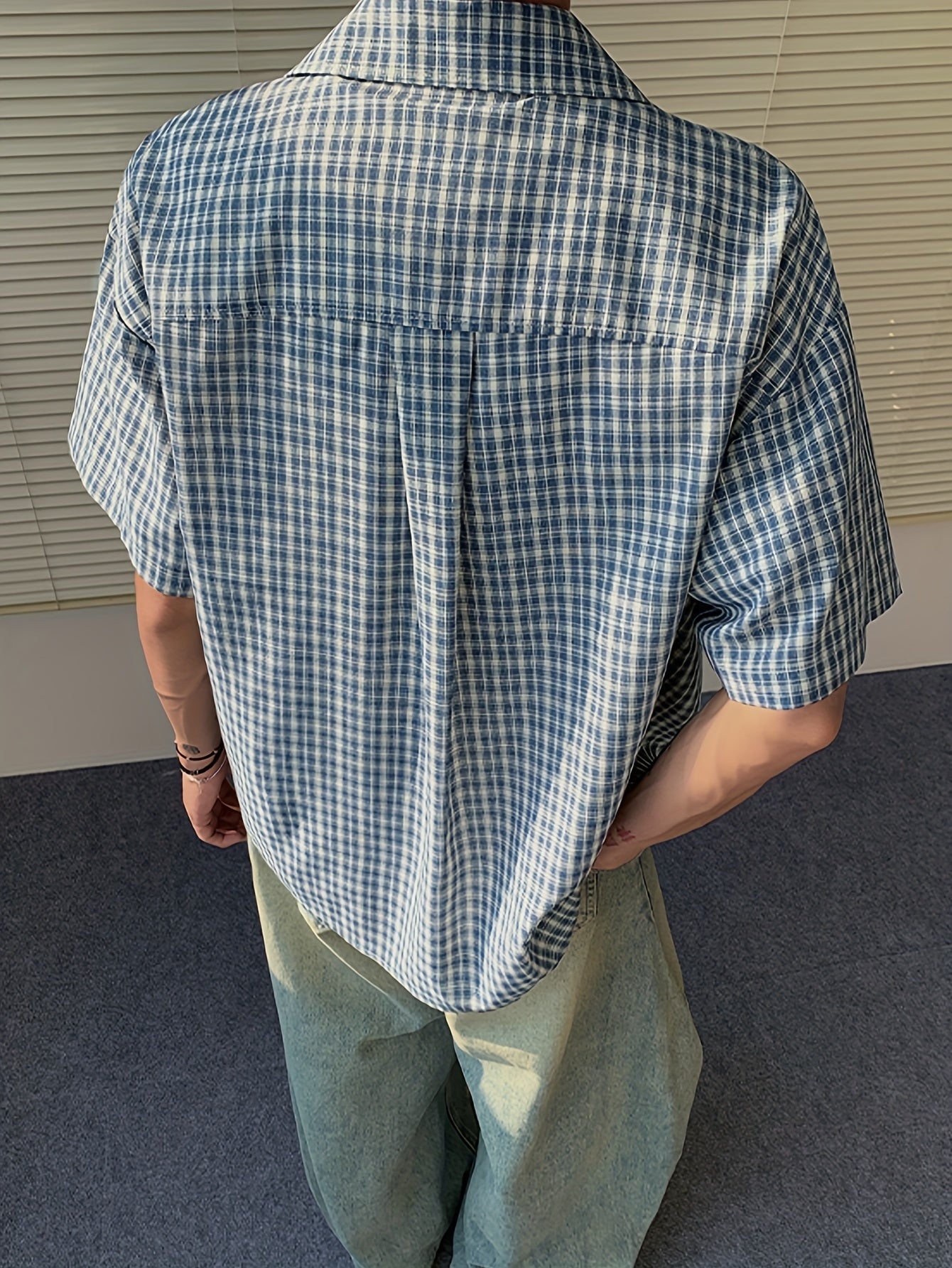 Herren Kurzarm Karo Freizeithemd mit lockerem Schnitt – Moderner Streetstyle für Alltag und Freizeit