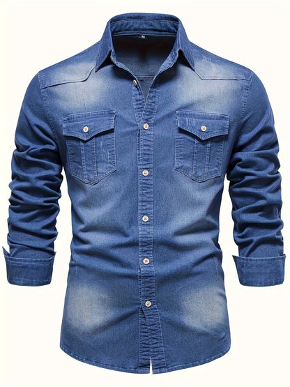 Herren Jeanshemd Slim Fit – Modisches Freizeit & Business Hemd mit Brusttaschen