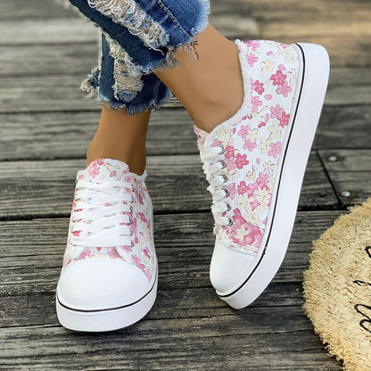 Damen Sneaker mit Blumenmuster – Modische Freizeitschuhe für Alltag und Spaziergänge