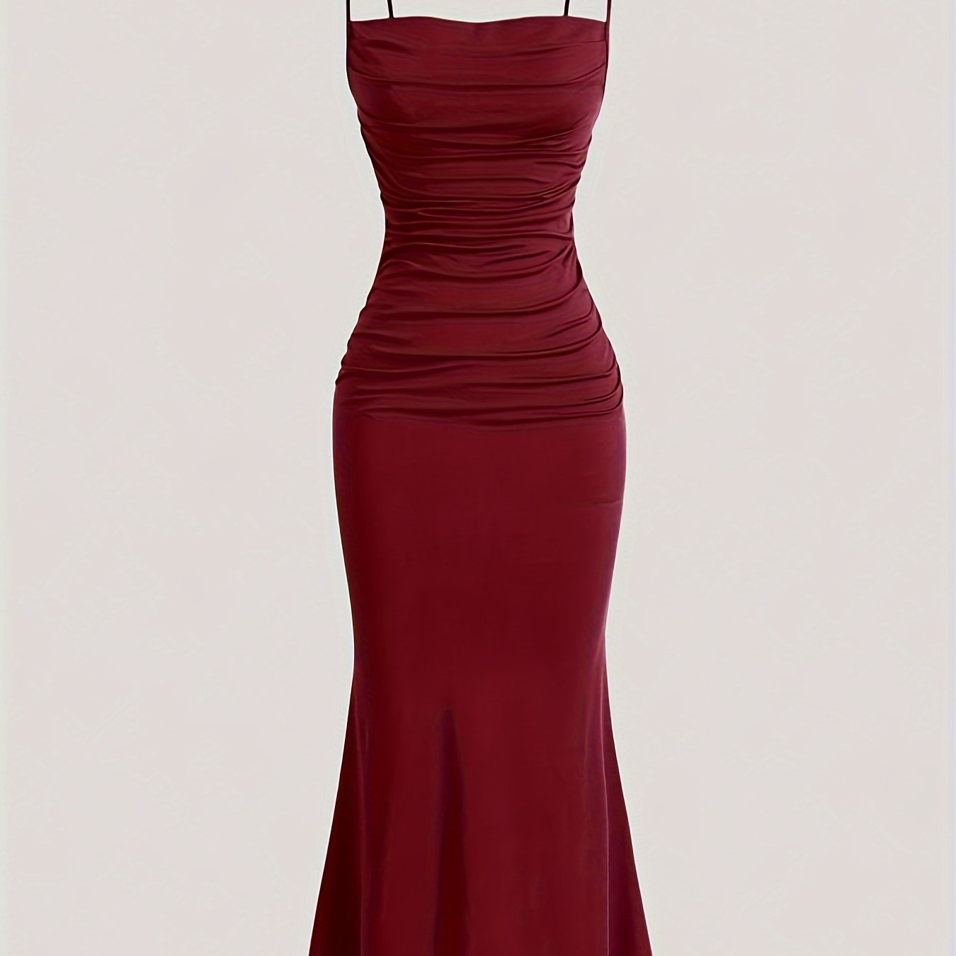 Damen Abendkleid Elegant Maxi Figurbetont mit Drapierung und Spaghettiträgern