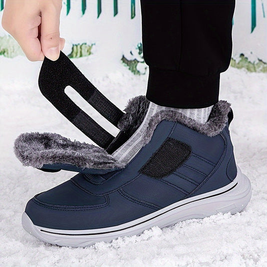 Unisex Winterstiefel mit Klettverschluss Fütterung Warm Schneestiefel Outdoor