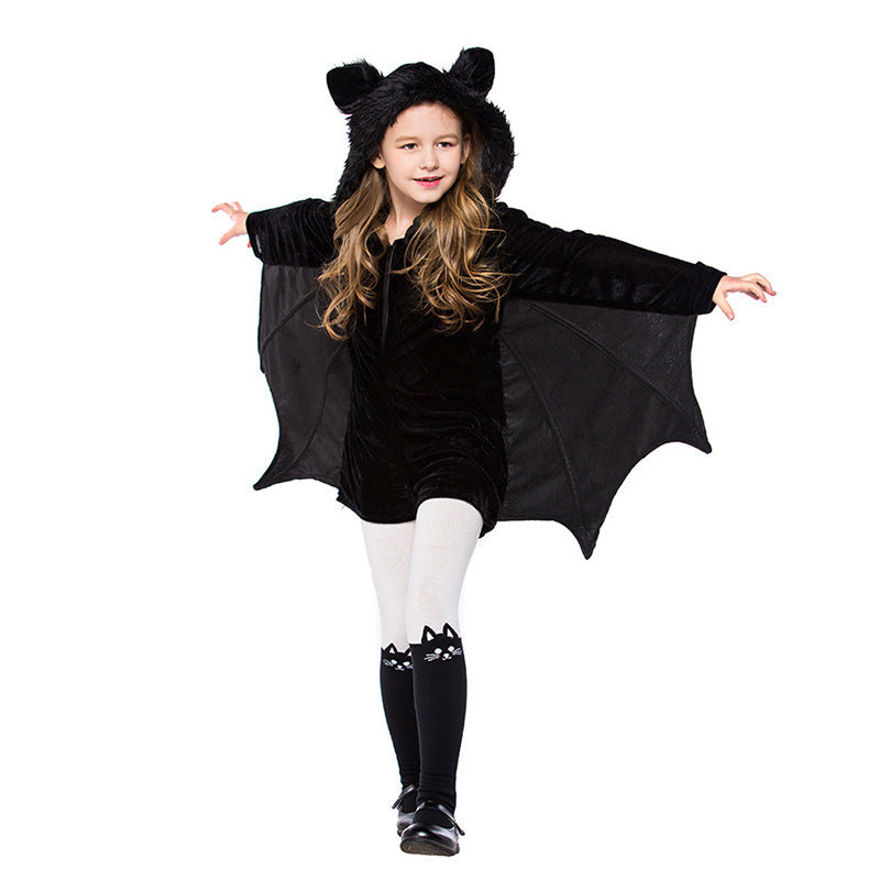 Mädchen-Kostüm „Fledermaus“ mit Kapuze – Verkleidung für Halloween, Karneval & Kinderfeste
