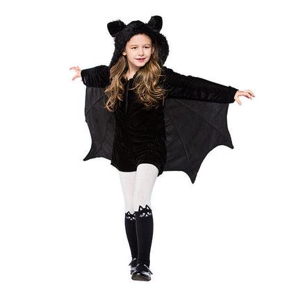 Mädchen-Kostüm „Fledermaus“ mit Kapuze – Verkleidung für Halloween, Karneval & Kinderfeste