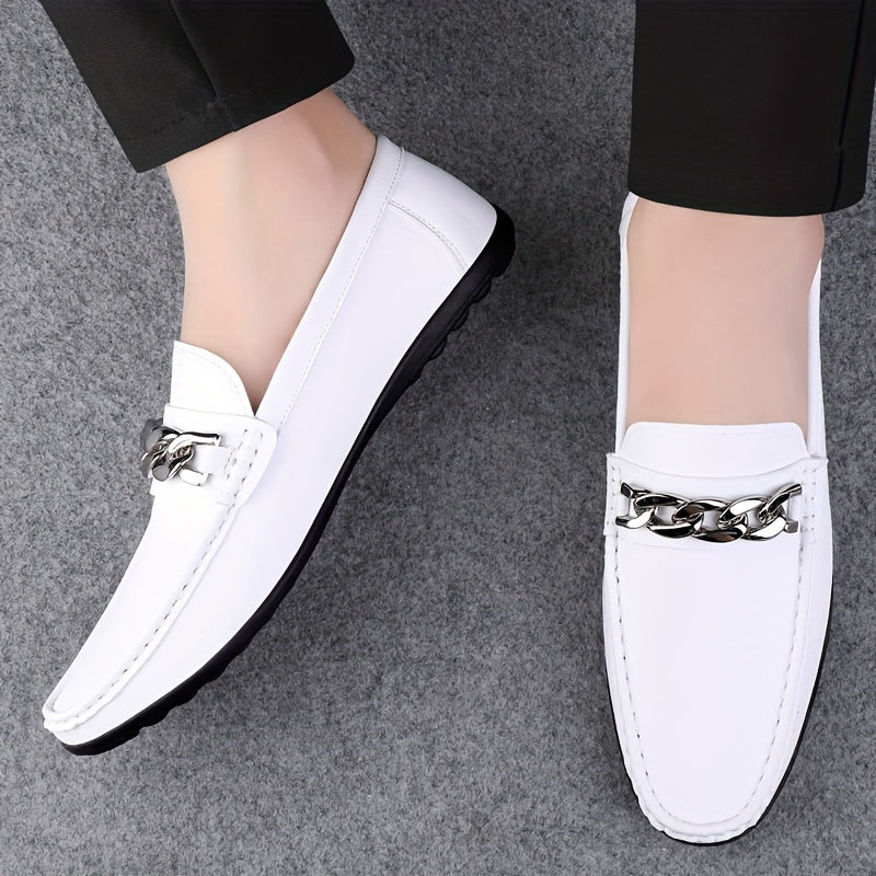 Herren Mokassins mit Kettendetail – Elegante Business und Freizeit Loafer